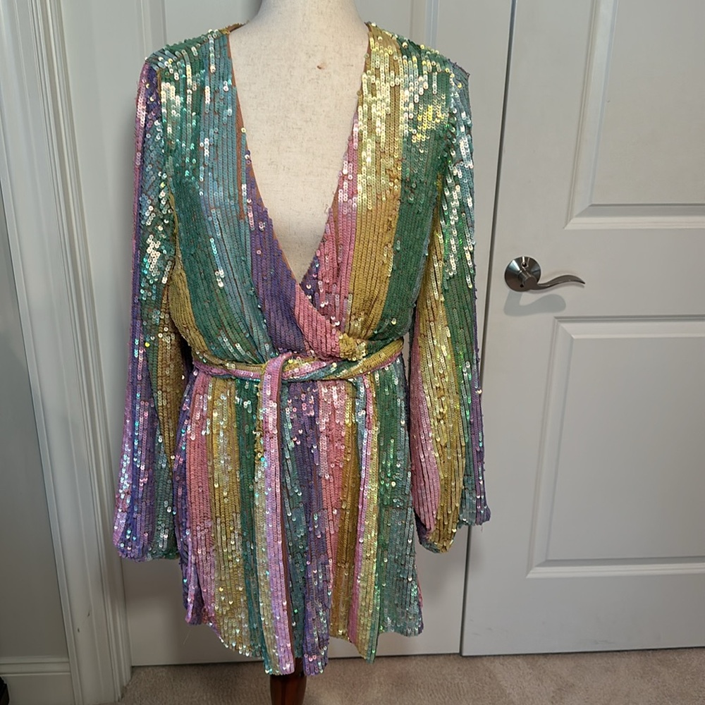 Show me your MuMu Rainbow Sequin Dress - Medium